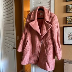 LOFT Pink Fuzzy Asymmetrical Moto Coat